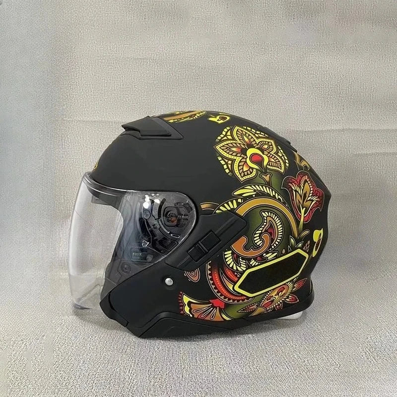 Open Face Helmets – J-Cruise II 3/4 Jet Motorcycle Helmet, Dual Visor, Retro Scooter Style for Men & Women