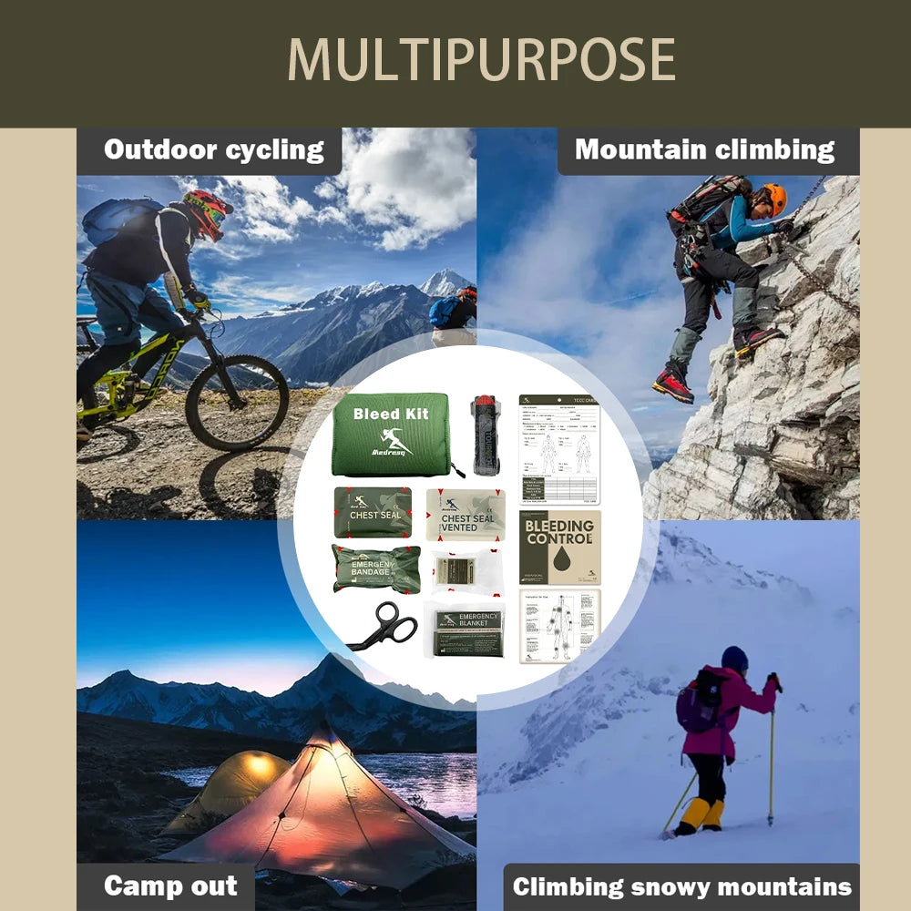Medresq Compact Personal First Aid Kit, Backpacking, Camping, Emergency, Travel, Tactical, Travel Bag, Escape Bag, First Aid Ess