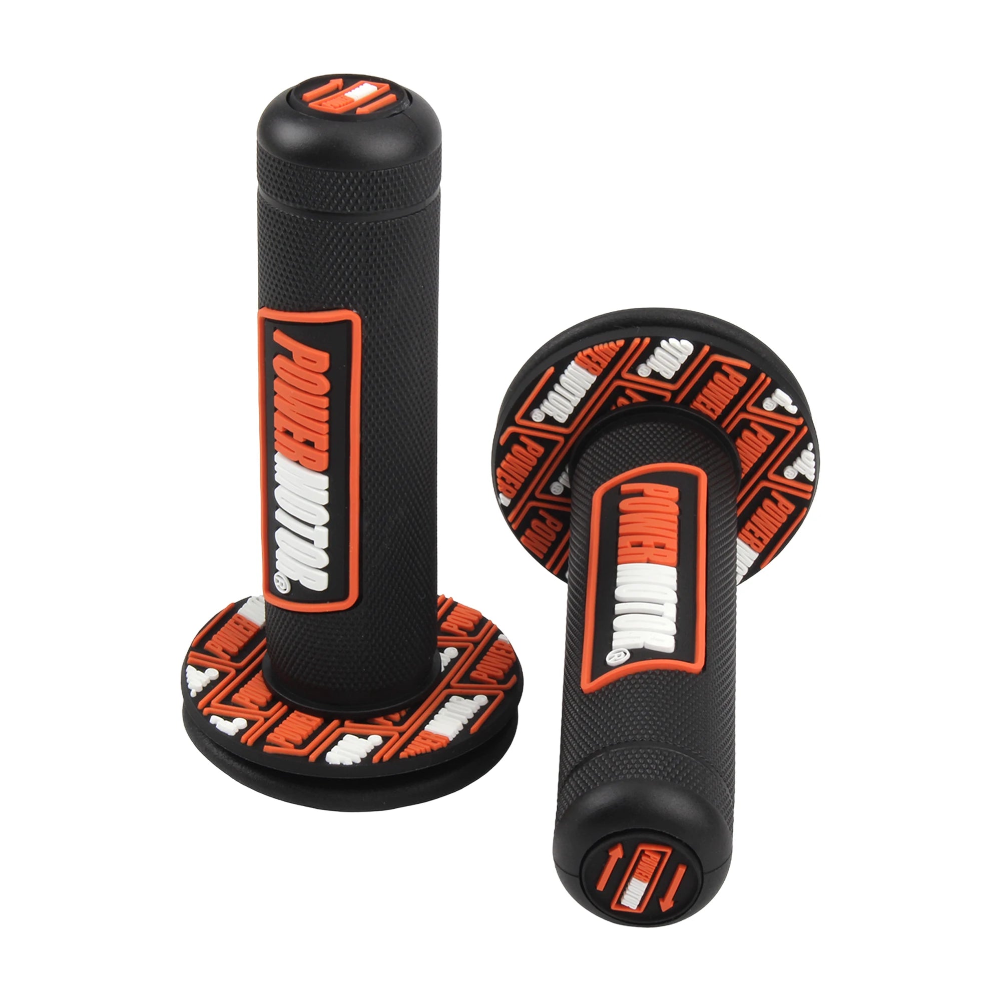 PowerMotor HB308 Universal Motorcycle Handlebar Grips 7/8" Left 22mm Right 25mm Non-Slip PVC Gel Rubber Ergonomic Fatigue-Reducing Grips for Motocross Dirt Bike Enduro Honda Yamaha Suzuki Kawasaki KTM Ducati – 8 Colors (1 Pair)
