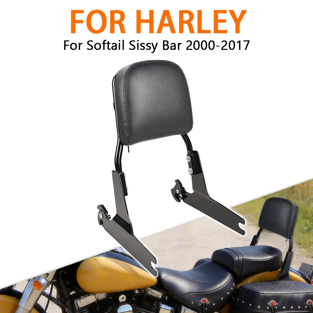 Motorcycle Rear Passenger Detachable Sissy Bar Backrest With Cushion Pad Fit For Harley Softail Heritage Classic 2000 - 2017