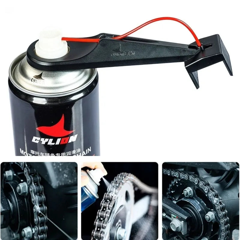 Motorcycle Chain Oiler Spray Kit Gear Mess Free Lube Applicator Moto Chains Cleaner Maintenance Tool Set