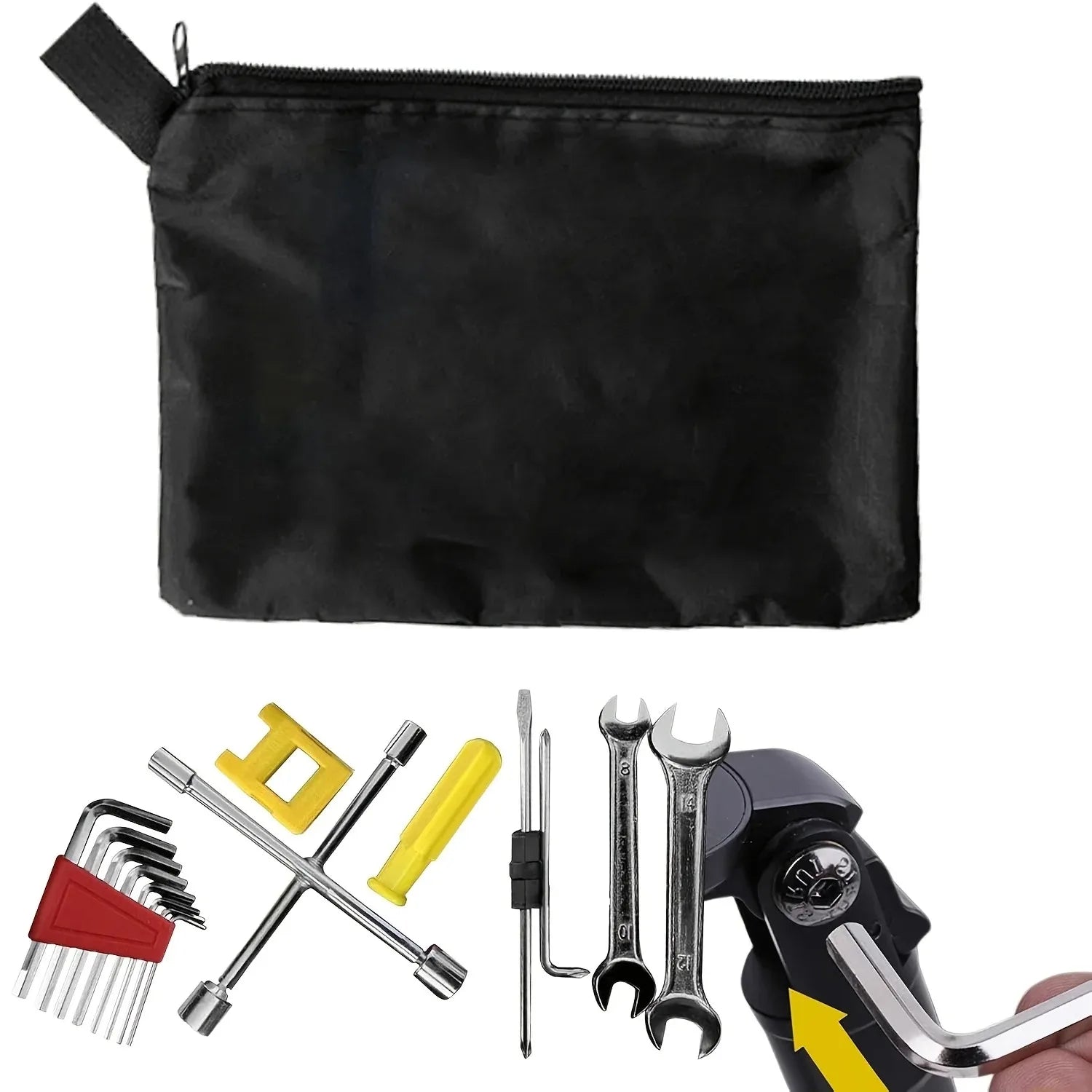 NIUXIANG 8-Piece Socket Wrench, Screwdriver & Hex Tool Kit – Bicycle & Motorcycle Repair – Portable Tool Bag – $14