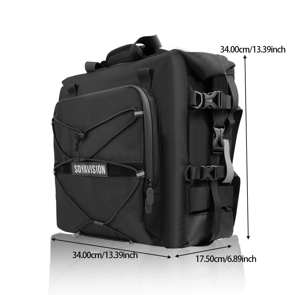 SOYAVISION Motorcycle Saddlebag Waterproof Side Bag 20L 500D Polyester Travel Motorbike Luggage Rear Seat Bag for BMW R1200GS ADV Kawasaki Yamaha Honda Suzuki – Black (1PC / 2PC)