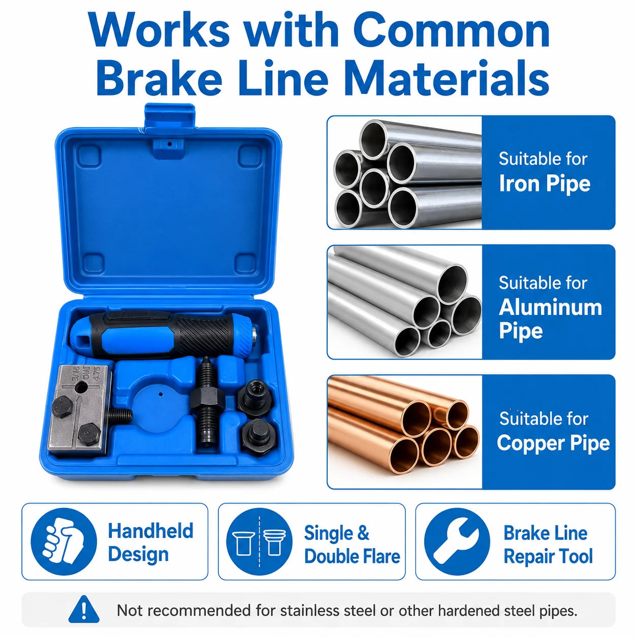 Professional 3/16" Brake Pipe Flaring Tool Kit – Brake Line Tools – Single and Double Flare Brake Line Repair Kit for Car Motorcycle Truck – 490g – $37
