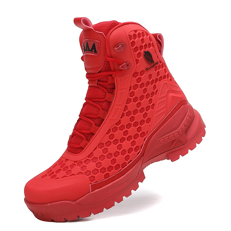 Riding Boots – Men’s High-Top Leather Motorcycle Boots, Breathable Non-Slip Outdoor Design