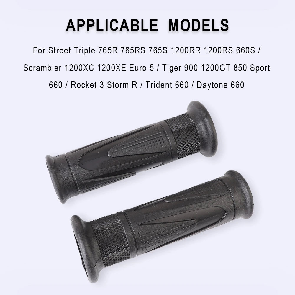 Triumph Motorcycle Handlebar Grips 25mm High Quality Rubber Striped Non-Slip Shockproof Handle Bar Grip Cover for Street Triple 765 Speed Triple Tiger 900 1200 Rocket 3 Scrambler 1200 Daytona Trident 660 – Black (1 Pair)