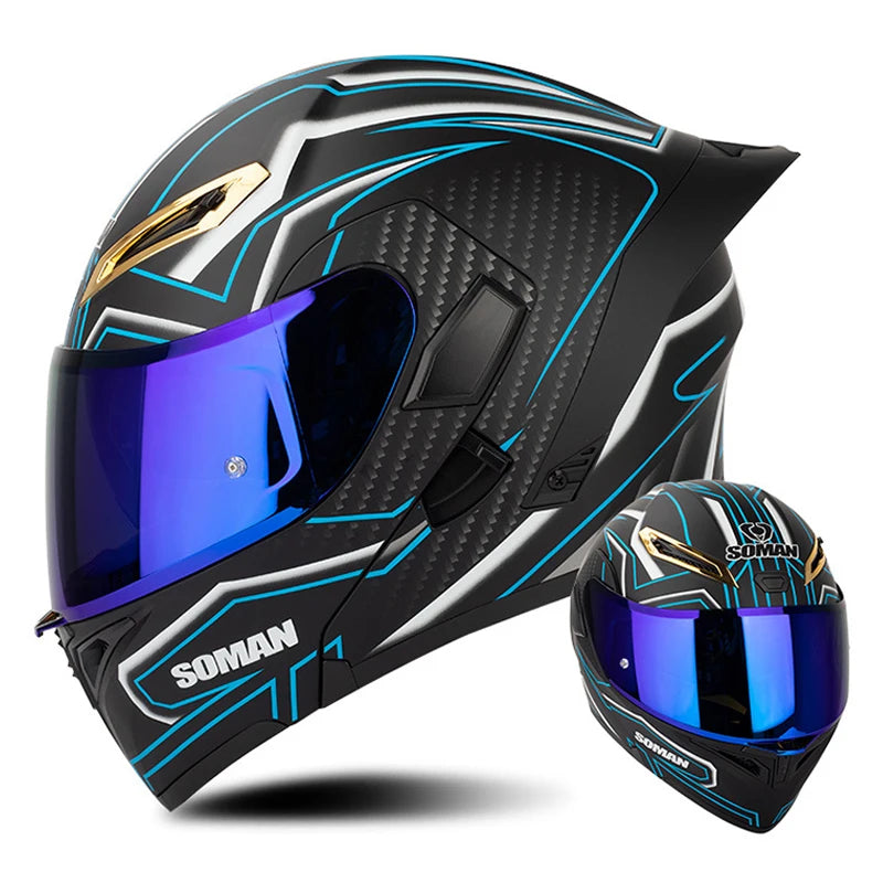 DOT Approved Modular Full Face Motorcycle Helmet – Flip-Up Dual Visor, All-Season