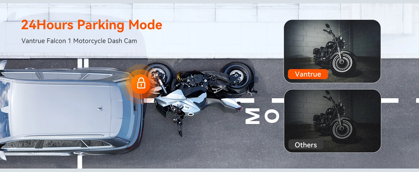 Vantrue F1 Motorcycle Dash Cam 4K Front 1080P Rear IP67 Waterproof WiFi GPS 160° 24H Parking Mode Wired Remote Motorcycle Camera DVR STARVIS OTA 18-Month Warranty