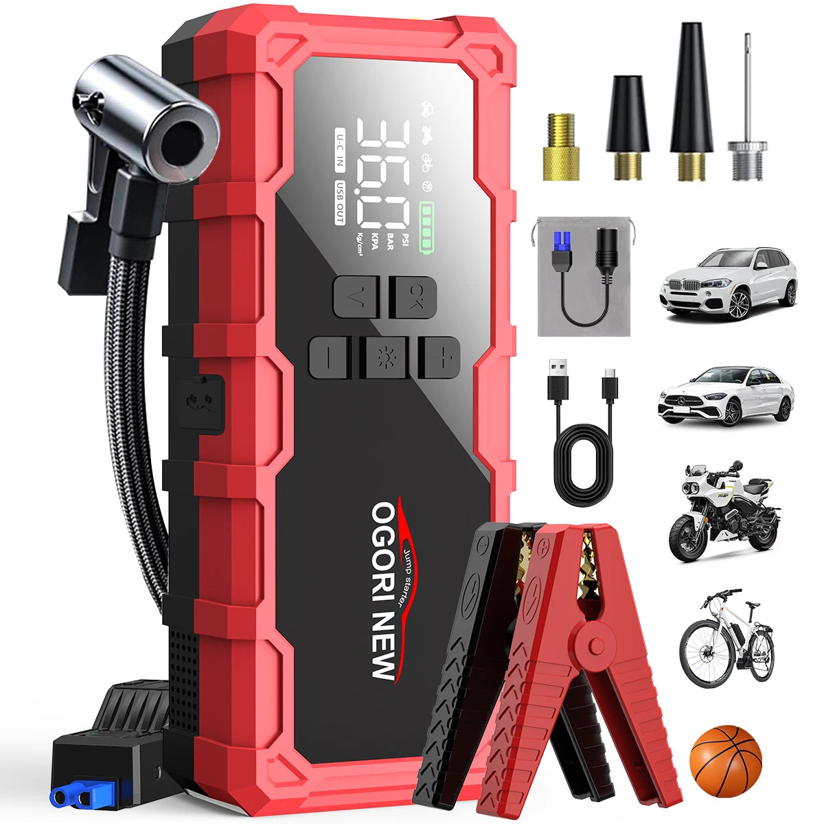 BSMOOM 150PSI Air Compressors Jump Starter Combo 4000A-10000A Portable Car Battery Pack for Motorcycle Car SUV Truck RV