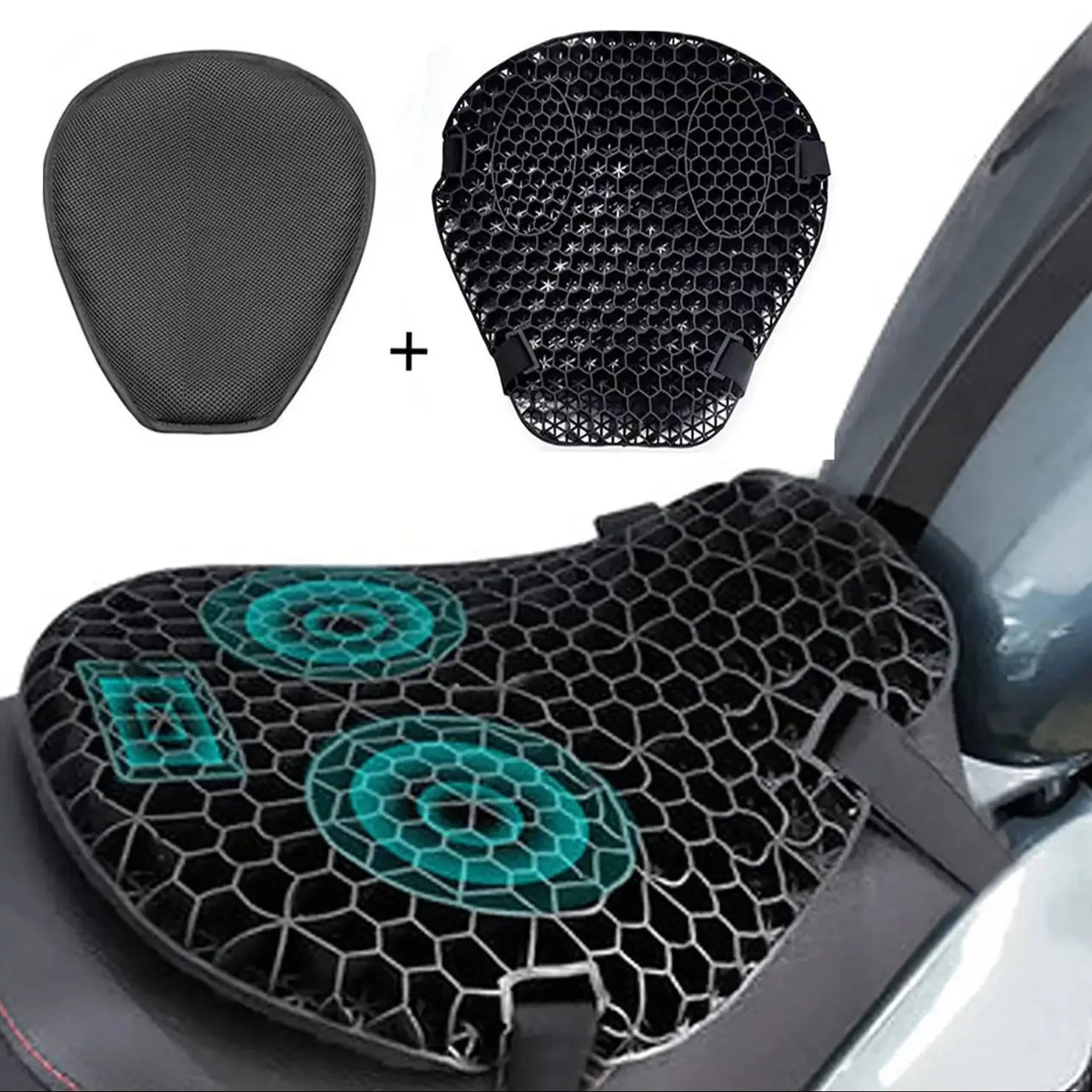 Motorcycle Seat Cushion Shock Absorption Decompression Gel Honeycomb 3D Comfortable Universal Motorcycle Seat Cushion