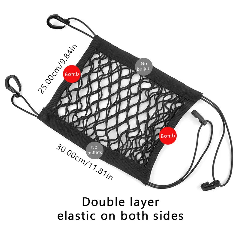 SEAMETAL Motorcycle Cargo Net High Elastic Double/Three Layer Motorcycle Net for Helmet Storage Cargo Luggage Net with Hooks