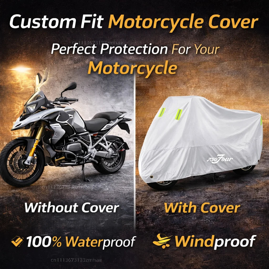 For Honda CB750 CB 750 Hornet 2023 Motorcycle Cover Waterproof Heavy Duty Outdoor Rain Dust Sun Protector – 190T Polyester PU Anti-UV Silver M-4XL