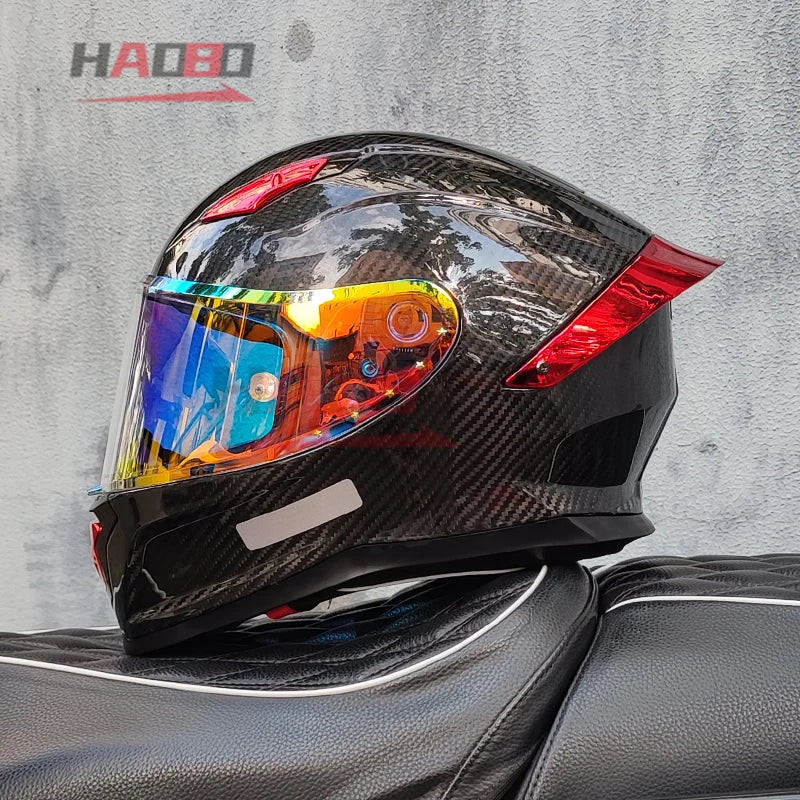 Carbon Fiber Helmets – ORZ Full Face Motorcycle Helmet, Color Visor, DOT Approved, All-Season