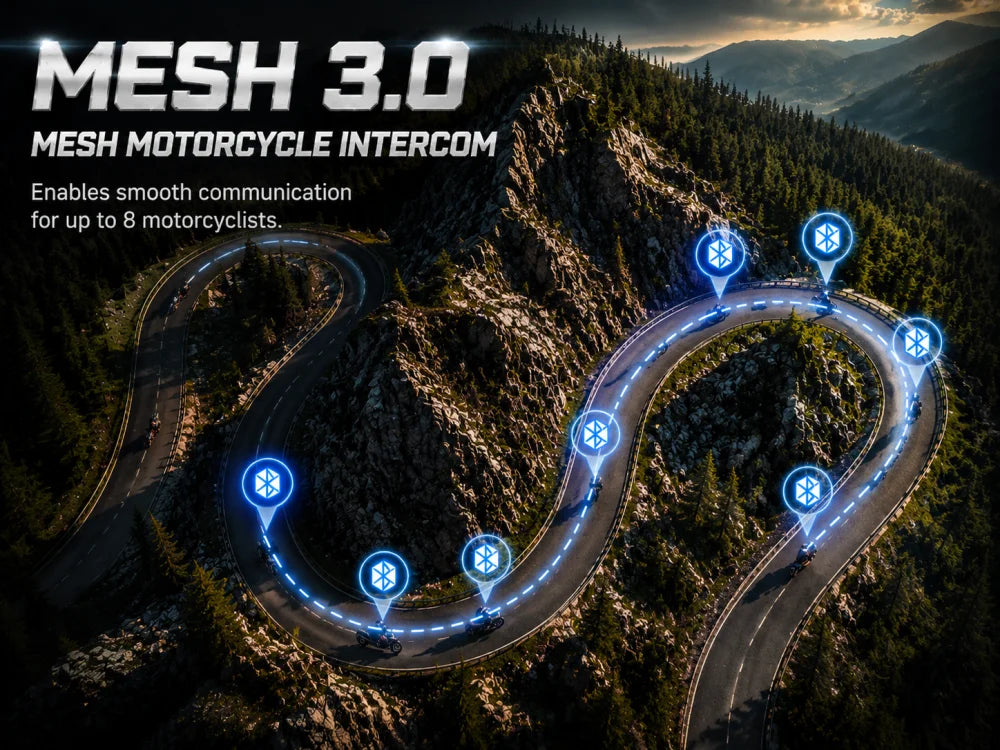 NYTALK N8 Motorcycle Bluetooth Intercom – 8-Rider Mesh Communication