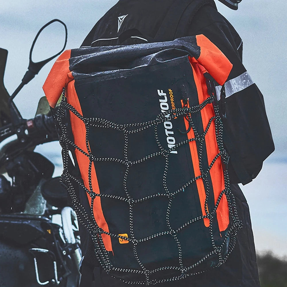 Motorcycle Backpack – Waterproof Full Face Helmet & Reflective Travel Bag
