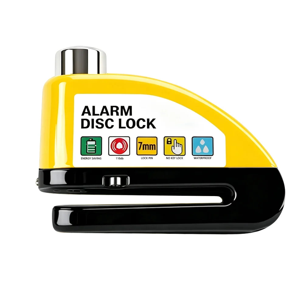 Motorcycle Bicycle Alarm Disc Lock Aluminum Alloy Anti-Theft Safety Padlock Vibration Reminder Security Protection Accessories – 110dB 7mm Hardened Steel 2 Keys Allen Wrench 7 Colors