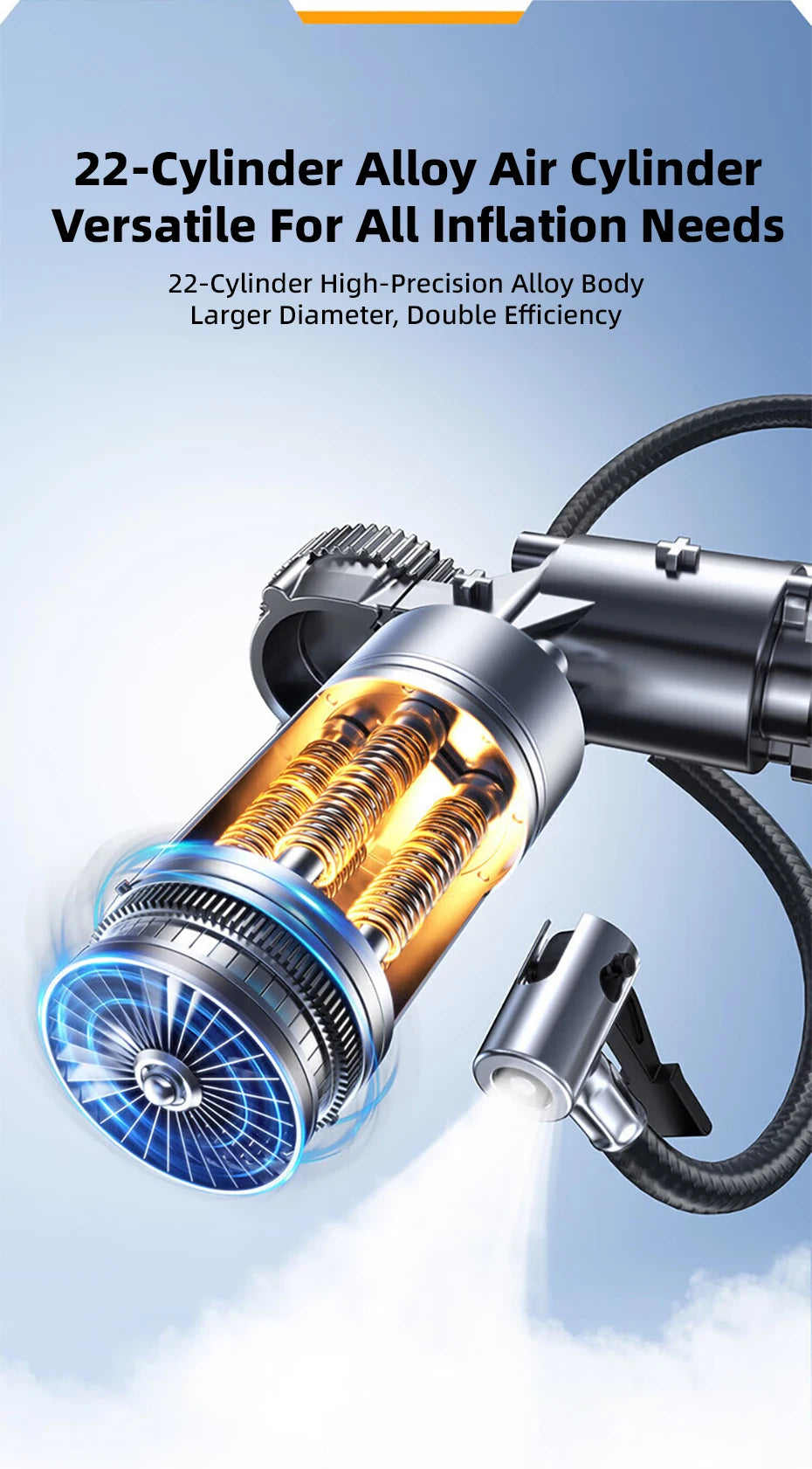 Motorcycle Jump Starter with Air Compressor 150PSI Tyre Inflator 4-in-1 Emergency Battery Booster Power Bank LED Flashlight 12V