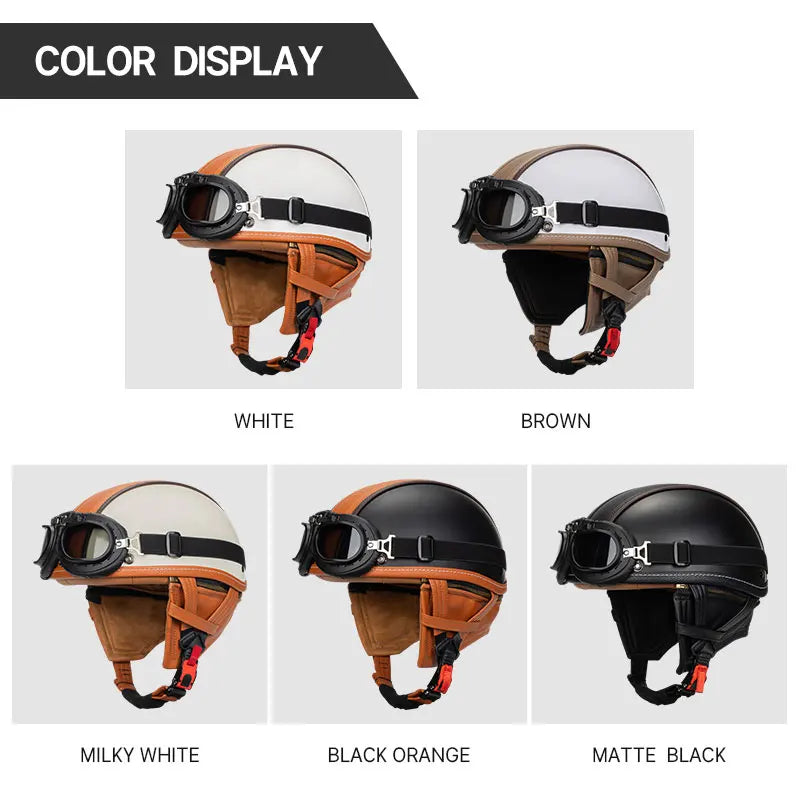 Half Helmets – KEAZ Vintage Retro German-Style Motorcycle Helmet, DOT Certified Unisex Design