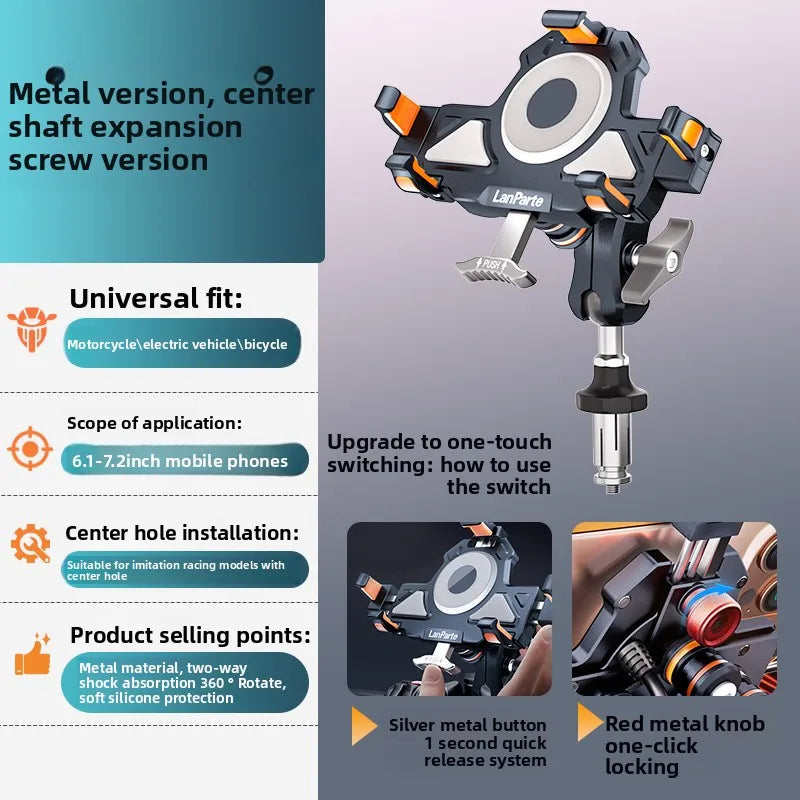 Metal Shockproof Motorcycle Phone Holder 4 Vibration Dampener 15W Wireless Charger Fast Charging Motorbike Bicycle Bike Stand