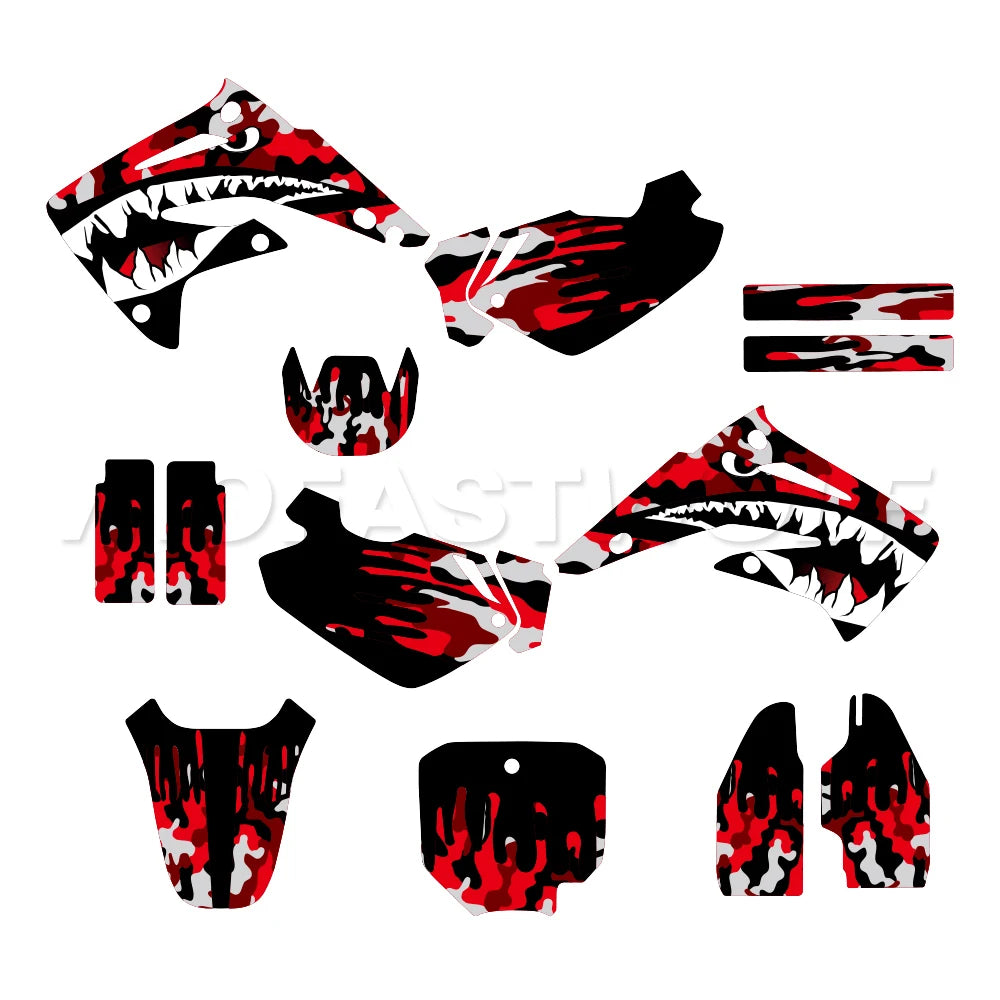 Honda CR85 2003–2012 Motorcycle Graphics Background Decal Sticker Kit – 4 Designs – 29mil / 31mil 3D / 35mil Extra-Thick – Custom Number Option – $94–$124