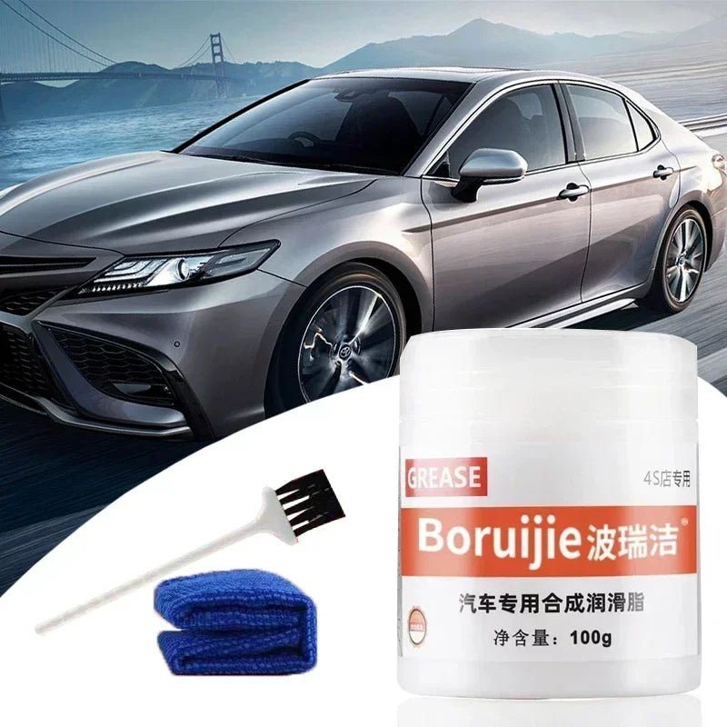 100g White Multipurpose Grease Lubricant – Car Door Hinge Sunroof Track Seat Rail Trunk Lock – Anti-Noise Anti-Rust Anti-Wear – Grease / Grease+Brush / Grease+Brush+Towel – $15