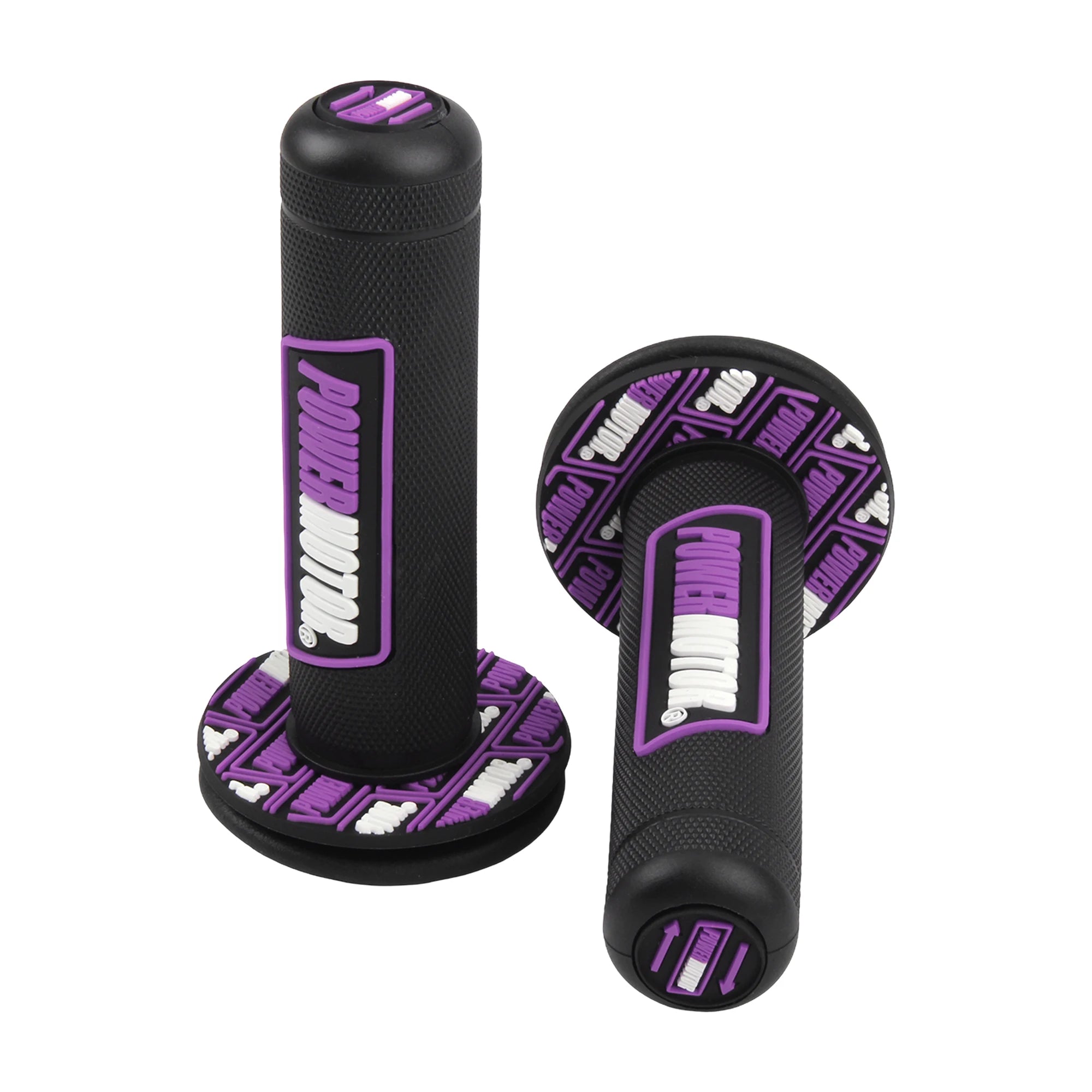 PowerMotor HB308 Universal Motorcycle Handlebar Grips 7/8" Left 22mm Right 25mm Non-Slip PVC Gel Rubber Ergonomic Fatigue-Reducing Grips for Motocross Dirt Bike Enduro Honda Yamaha Suzuki Kawasaki KTM Ducati – 8 Colors (1 Pair)