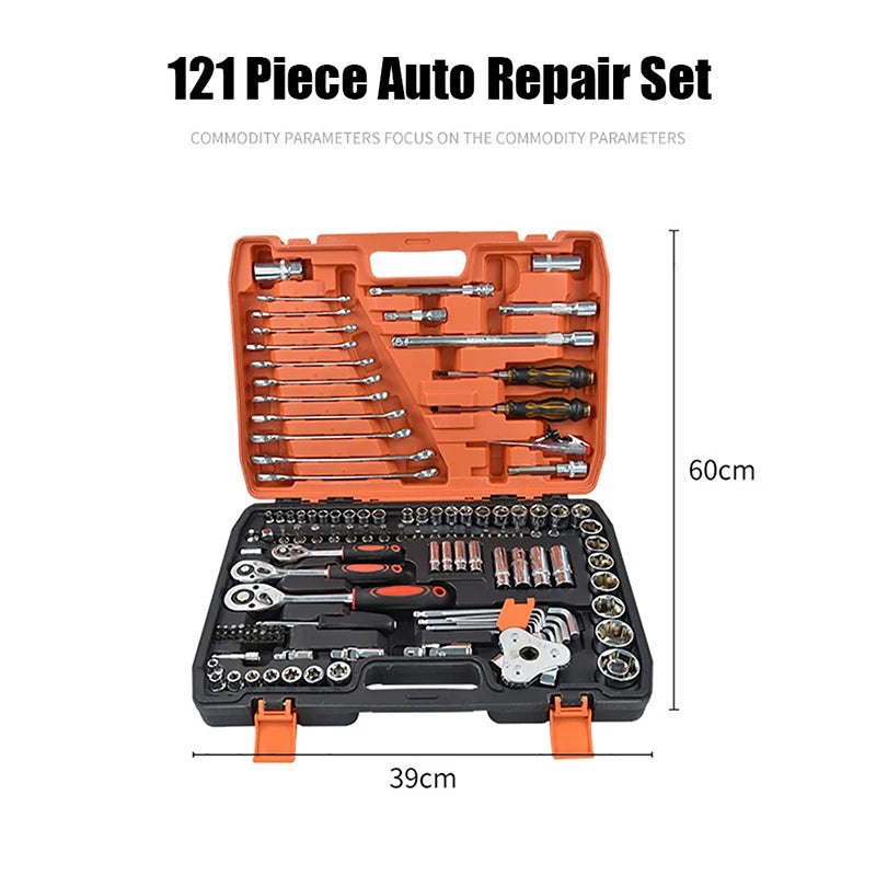 tungfull 121-Piece Chrome Vanadium Steel Socket Ratchet Wrench Set – Auto & Motorcycle Repair – Storage Box – $188