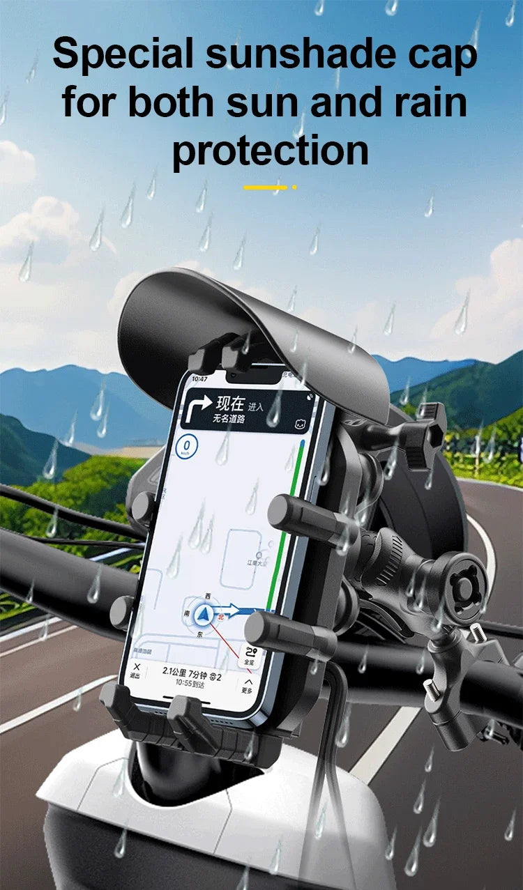 Shockproof Motorcycle Phone Holder 15W Wireless Charger & 18W USB 30W Type C Fast Charging Motorbike Bicycle Bike Scooter Stand