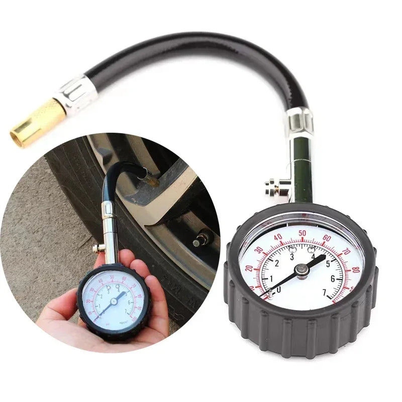 Tire Pressure Gauge – High-Precision 100 PSI Long Tube Tire Gauge for Car, Motorcycle, Truck & Bike