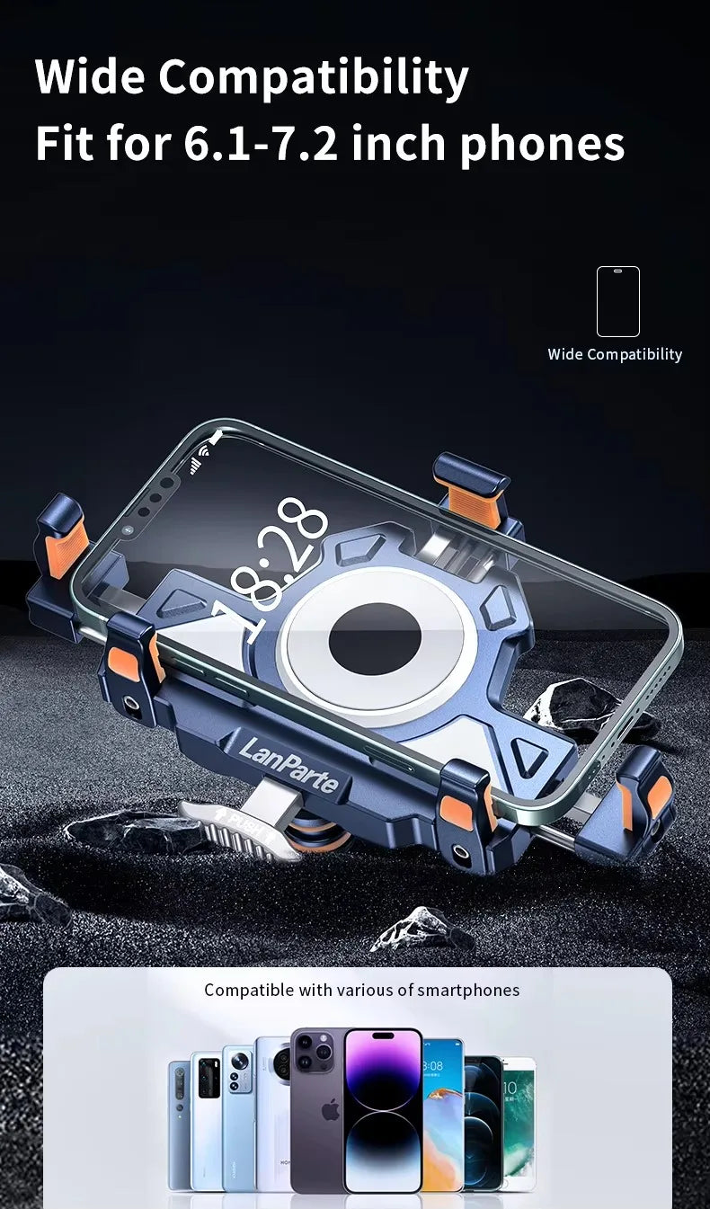 15W Wireless Charger Metal Shockproof Motorcycle Phone Holder 4 Vibration Dampener Fast Charging Motorbike Bicycle Bike Stand