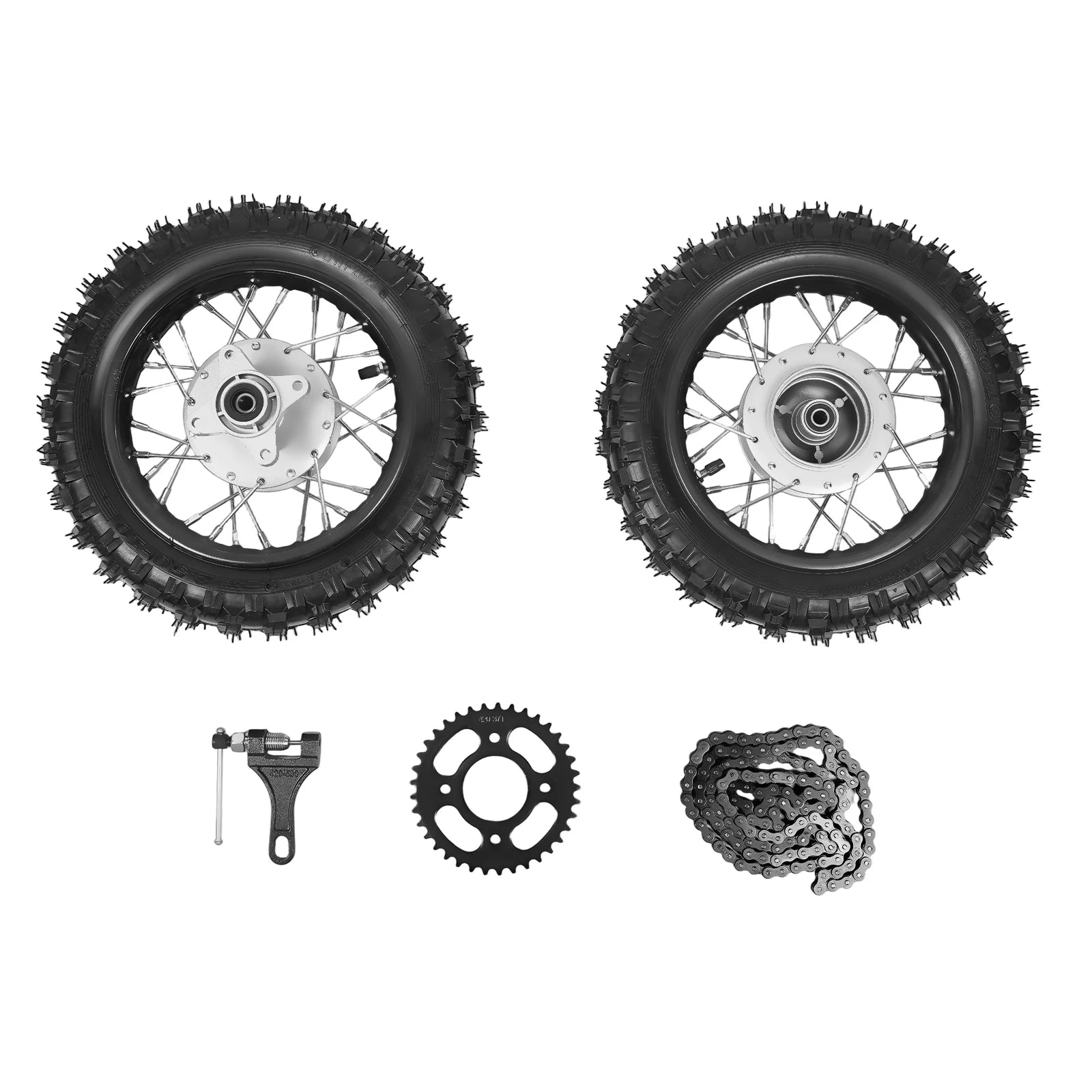 Dirt Bike Tires – 2.50-10 Front & Rear Wheel Rim Tire Assembly
