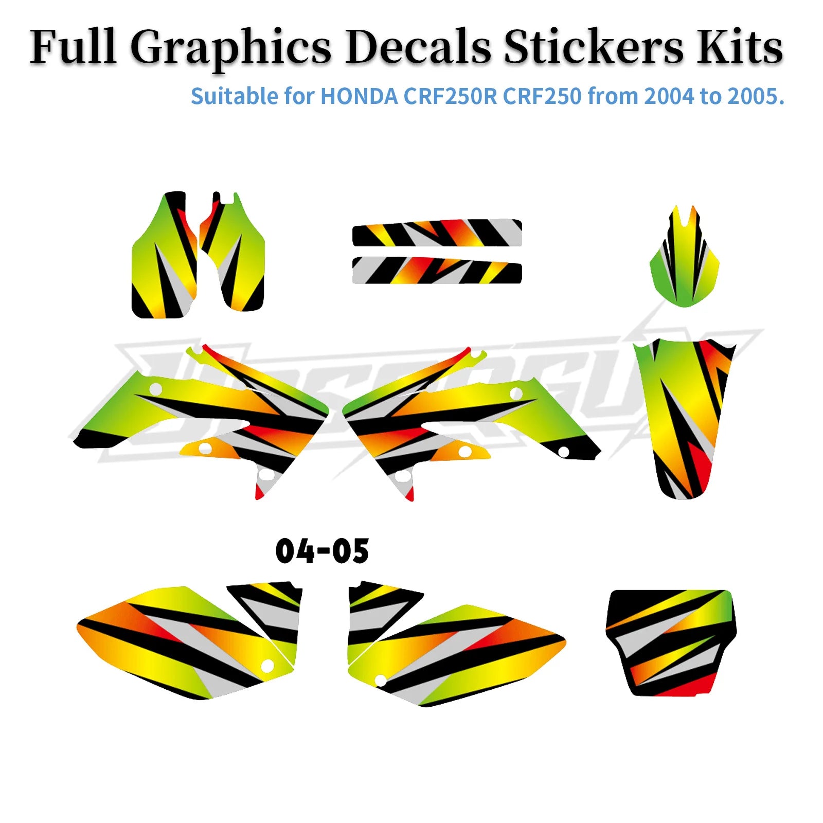 Honda CRF250R 2004–2009 Motorcycle Graphic Background Decal Sticker Kit – 12 Designs – 29mil / 35mil Glossy or 31mil 3D – Ships from USA – $72–$78