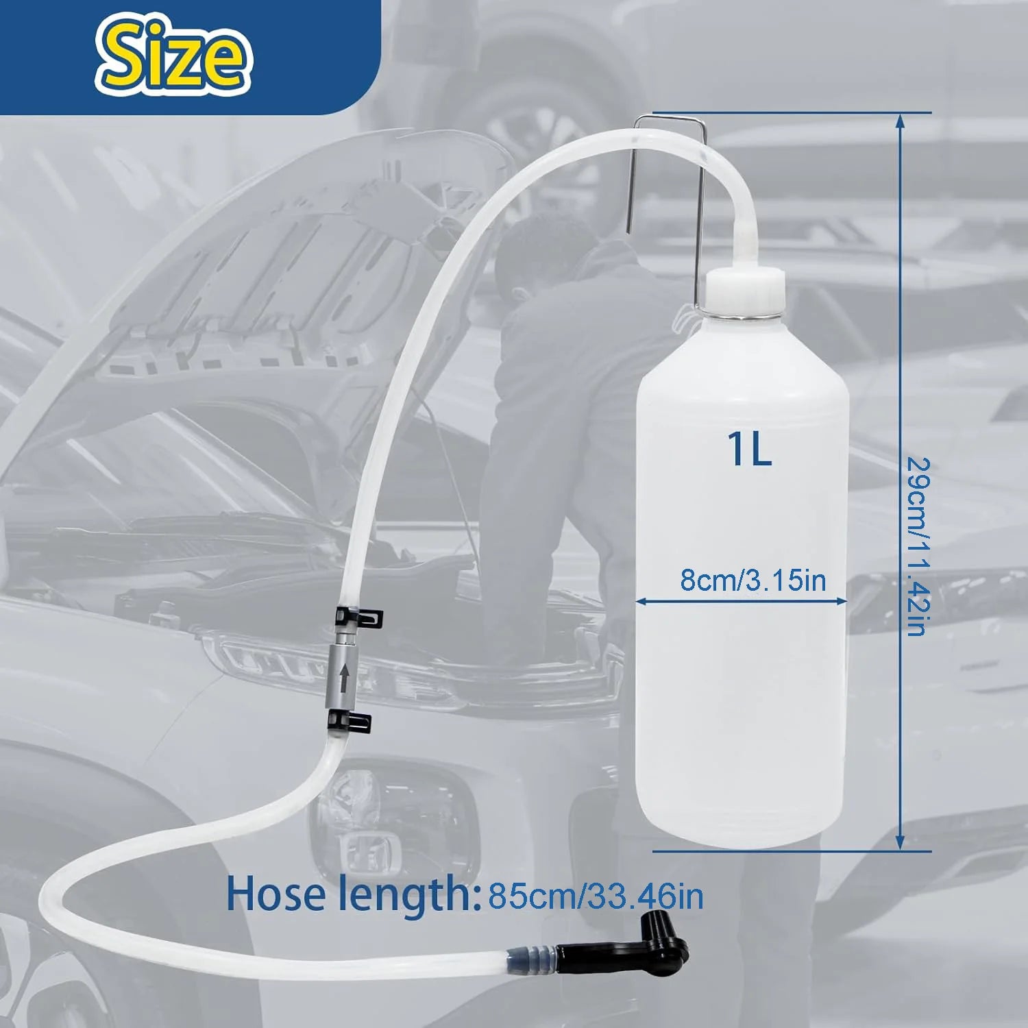 1L Brake Fluid Bleeder Kit with Non-Return Valve & Hook – Brake Bleeding Tools for Car Motorcycle – One-Person Operation – $15