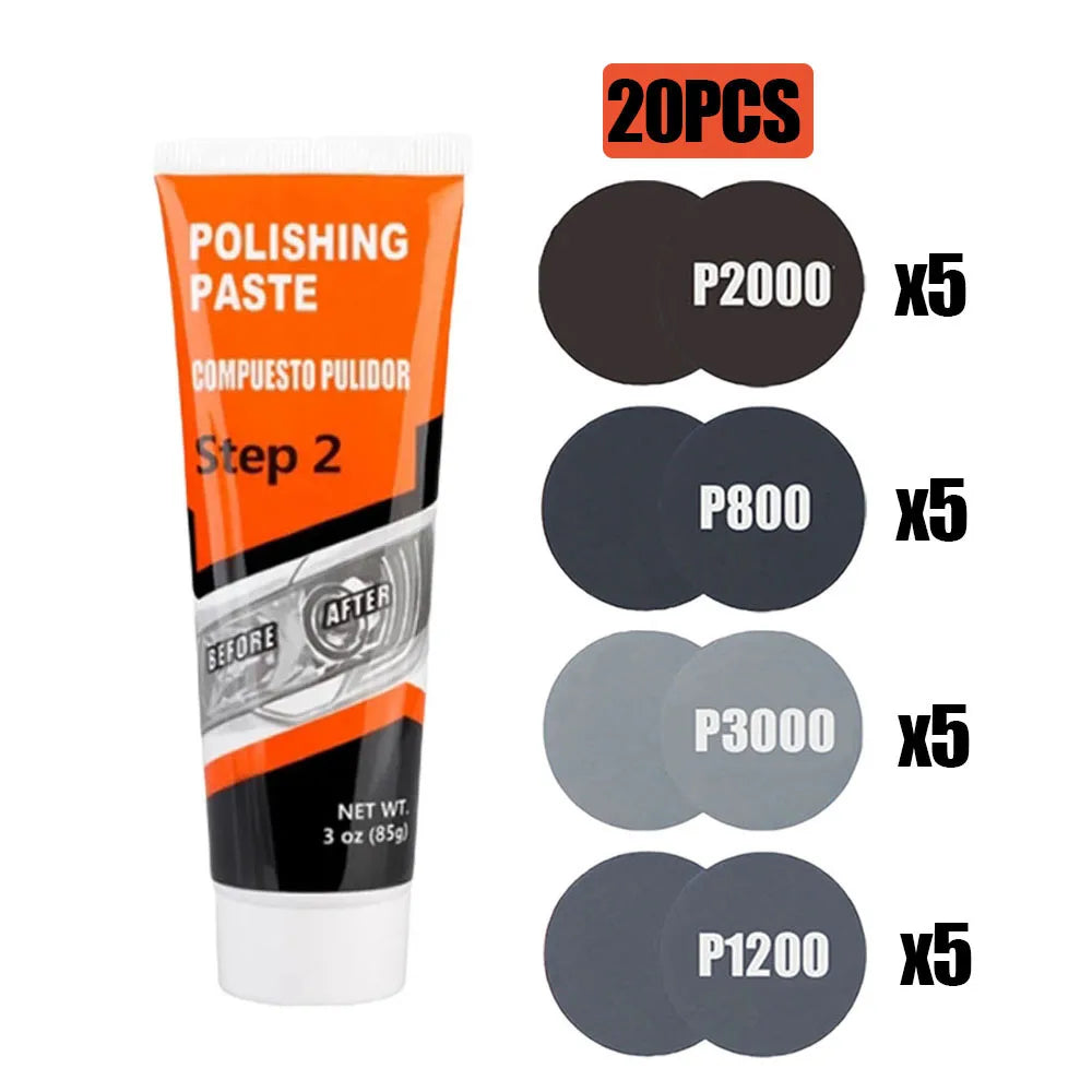 Professional Car & Motorcycle Headlight Restoration Kit – Wet Sand + Polish + UV Protect – Removes Yellowing Scratches – Car / Motorcycle / ATV – 24 Set Options – $40