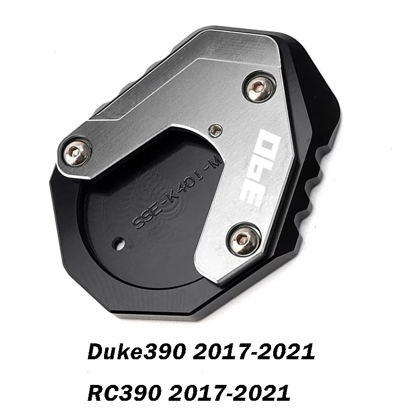 For KTM Duke390 RC390 390 Adventure Duke RC 390 Motorcycle CNC Kickstand Side Stand Enlarge Pad Extension Plate Tire Valve Caps – Aluminum Grey Black Orange Combo 1pcs 2pcs 3pcs