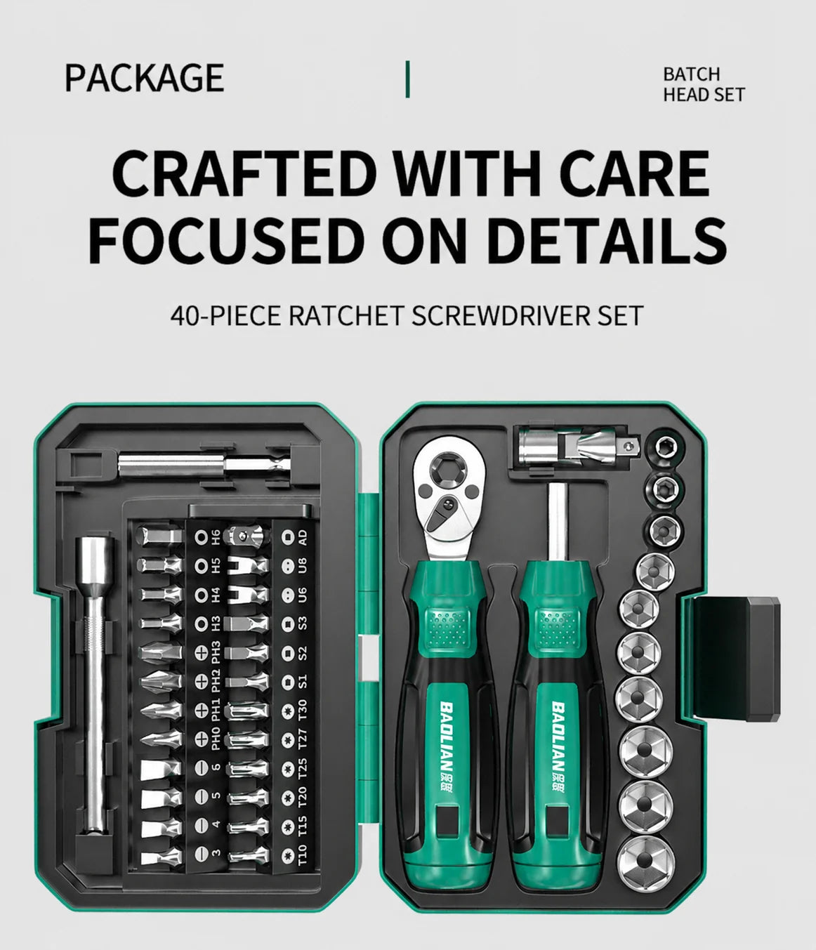 Baolian 40-in-1 Bike & Motorcycle Repair Tool Kit – Ratchet, Socket Wrench & Screwdriver Bit Set – Cr-V Steel – Carry Bag – $80