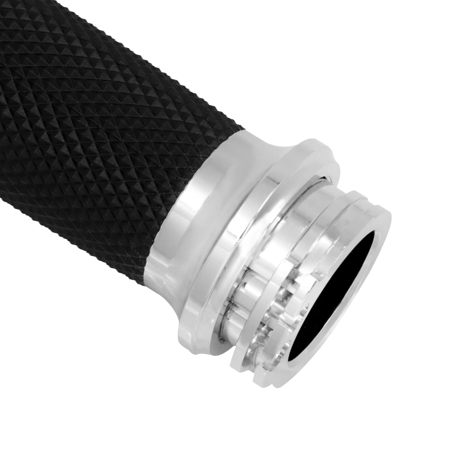 REWMTER Harley-Davidson Motorcycle Handlebar Grips 1" 25mm Aluminum Rubber Lining Hand Grips for Harley Sportster XL 883 1200 XR Touring Road King Dyna Softail V-Rod VRSC – Black / Chrome (1 Pair)