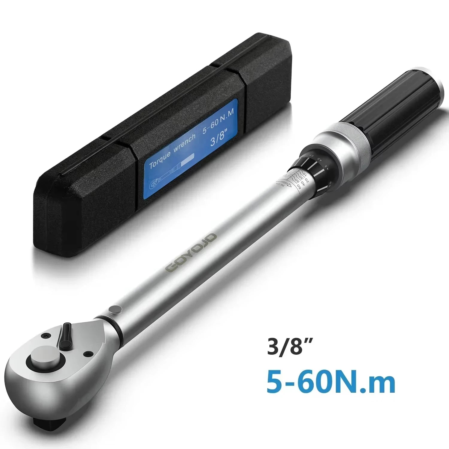 GOYOJO 3/8” Click Torque Wrench – 5–60 Nm / 3.69–44.27 ft-lb – Dual-Scale – 72-Tooth – US Stock – Storage Box – $39