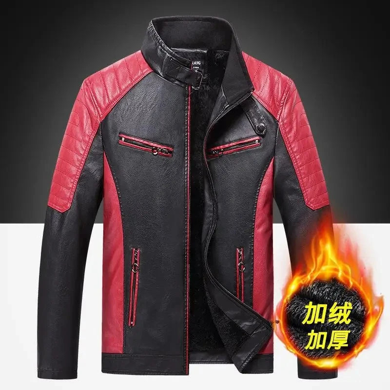 Motorcycle retro patch leather cool windproof jacket
