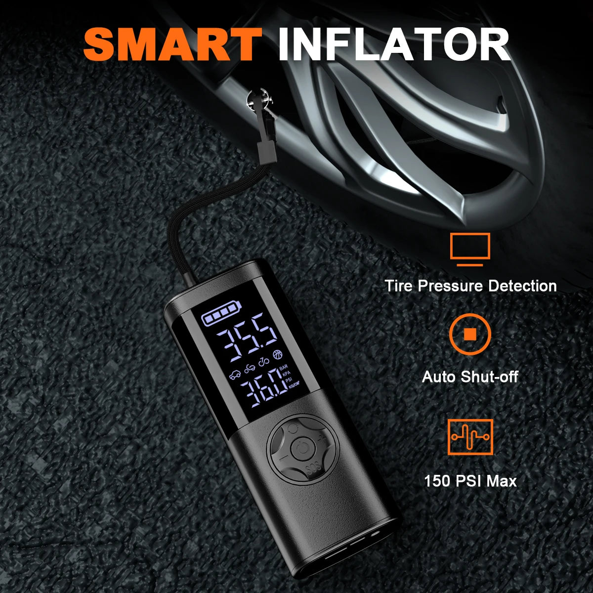 Portable Air Compressor – Mini Wireless Tire Inflator with Digital Display