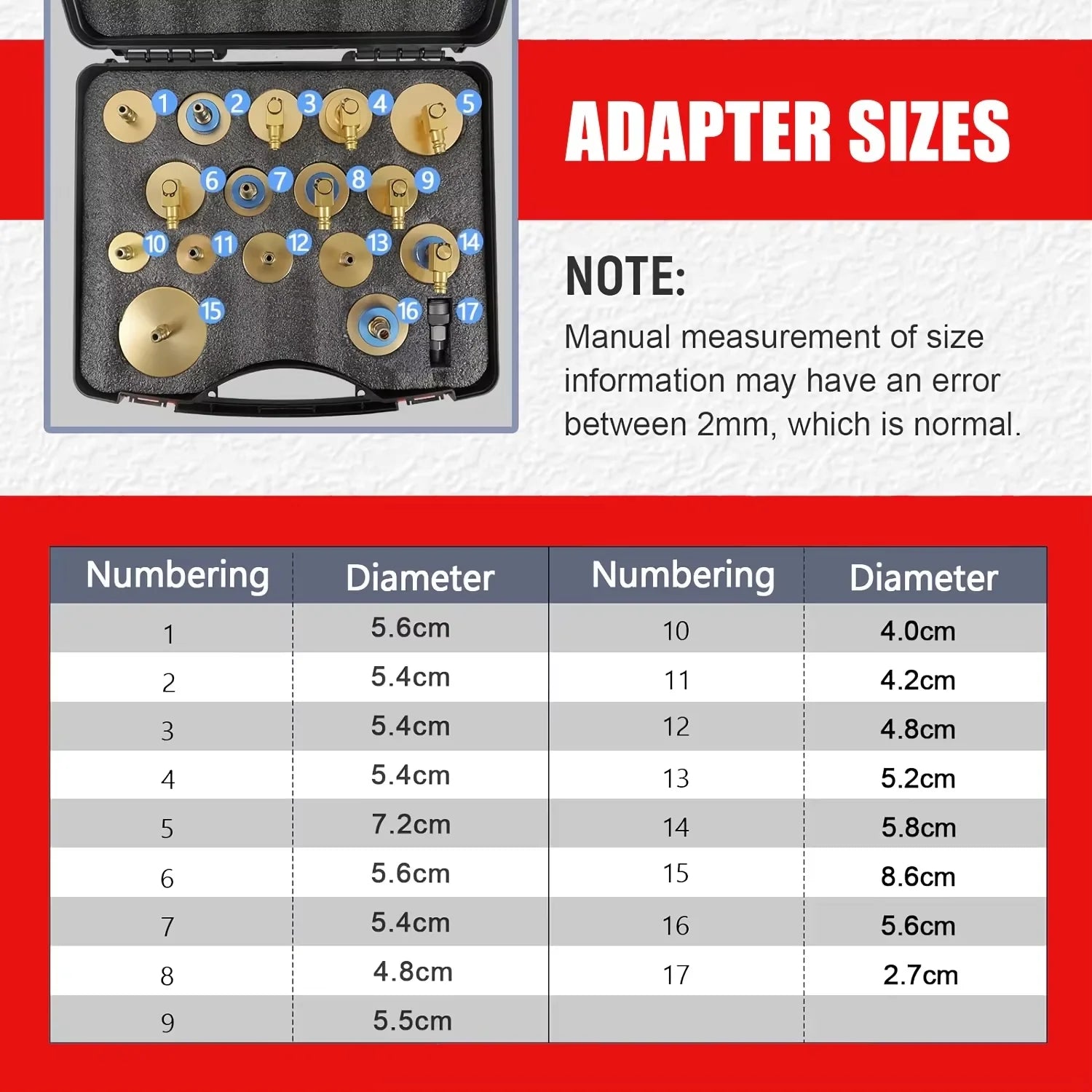 17-Piece Brake Fluid Bleeder Adapter Kit