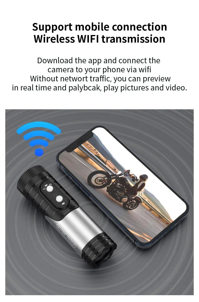 DIXSG 4K / 1080P WiFi Sports Action Camera IP66 Waterproof EIS Anti-Shake H.265 120° Wide-Angle No Screen Record While Charging Motion Detection Bicycle Motorcycle Helmet Cam Camcorder