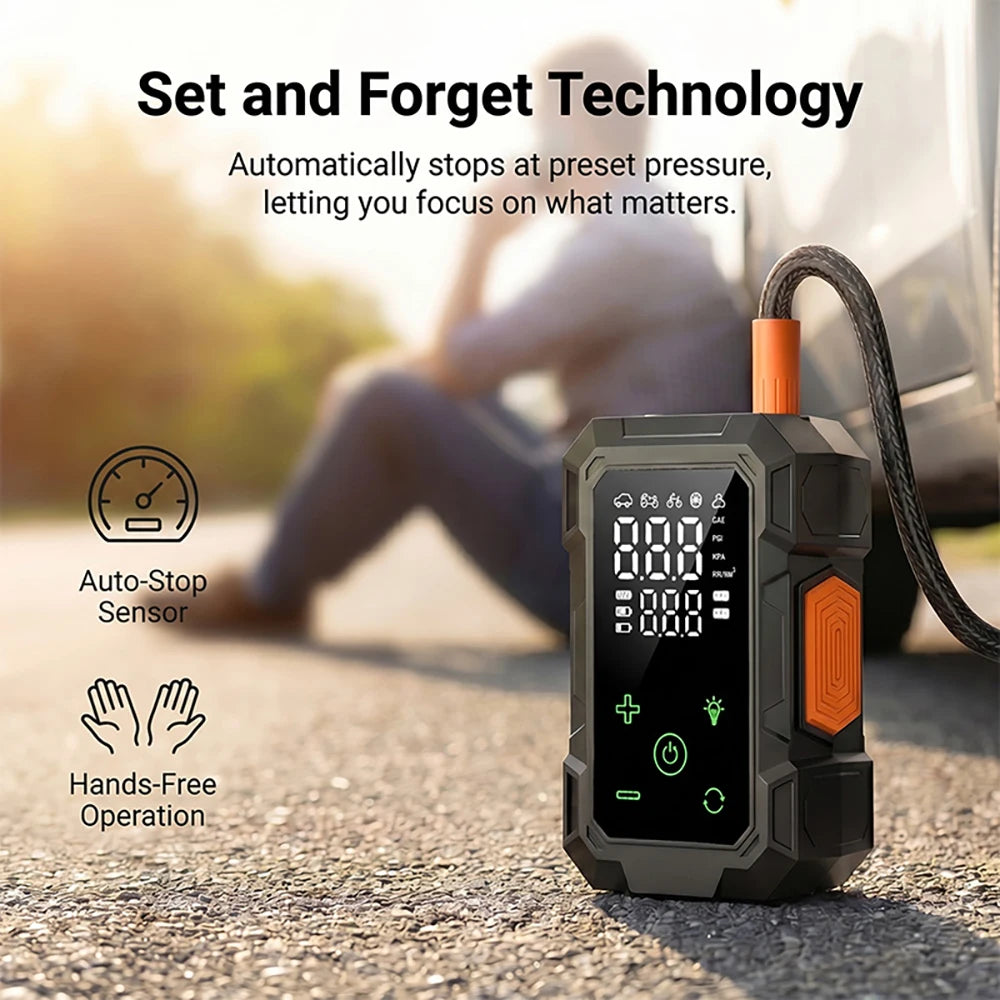 Portable Air Compressor – Cordless Tire Inflator with Digital Display
