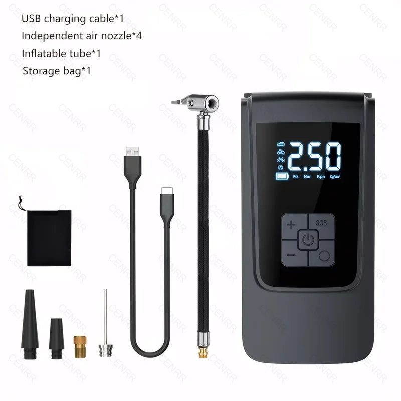 Portable Air Compressor – Wireless Tire Inflator with LCD Display