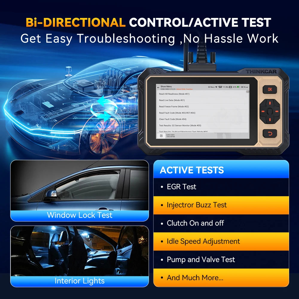 THINKCAR ThinkScan 662 Bi-Directional OBD2 Scanner – 12 Resets + CAN FD + FCA SGW – 153+ Brands – Lifetime Free Update – $300