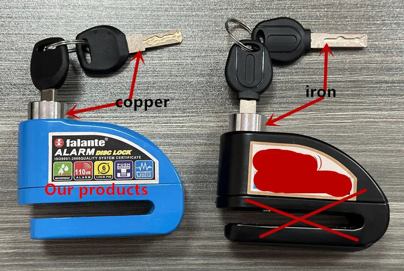 Falante Motorcycle Alarm Lock Safety Anti-Theft Disc Brake Aluminum Alloy Motorbike Bicycle Accessories – Model 8302 – 21x14x4cm – 18 Color Styles