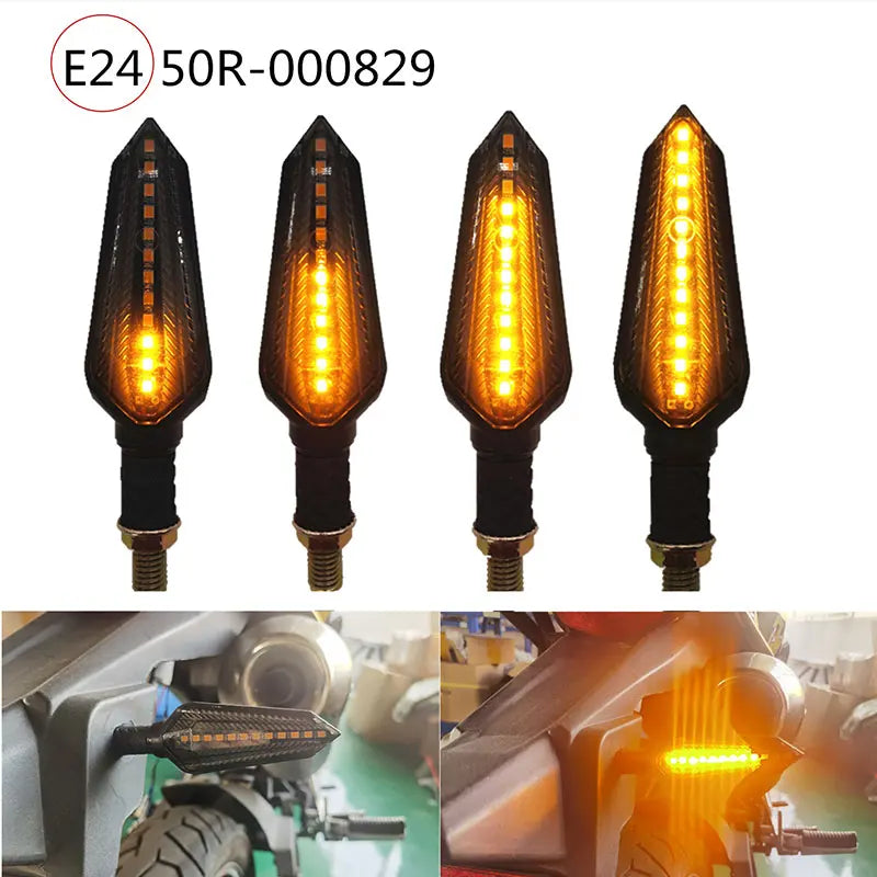 LED Turn Signal Bulbs – E24 Flowing 12-LED Amber Motorcycle Indicators