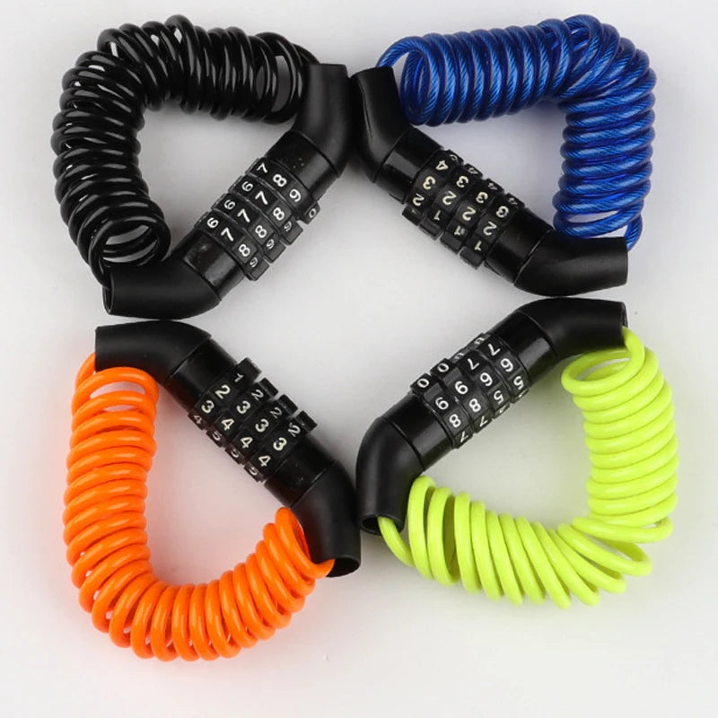 Helmet Lock Anti-theft 4 Digit Password MTB Road Bike Locks For Scooter Motorcycle Portable Cycling Bicycle Cable Lock