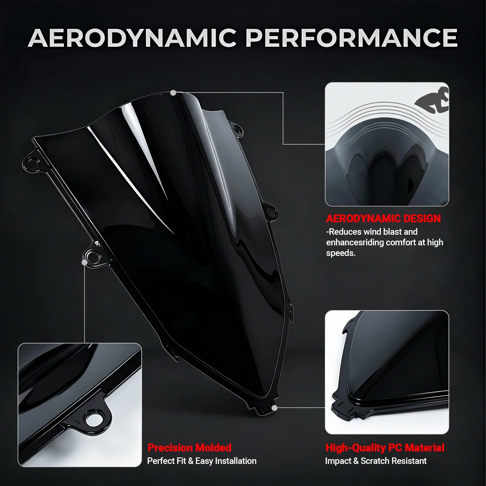 Motorcycle Windshield Windscreen – Double Bubble Airflow for Suzuki GSXR600/GSXR750