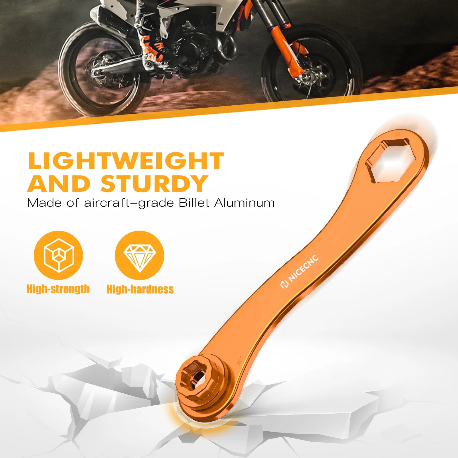 NICECNC Axle Removal Tool + Spark Plug Insert – 17 / 27 / 30mm – KTM / Husqvarna / GasGas 2023–2024 – Billet Anodized Aluminum – from $24
